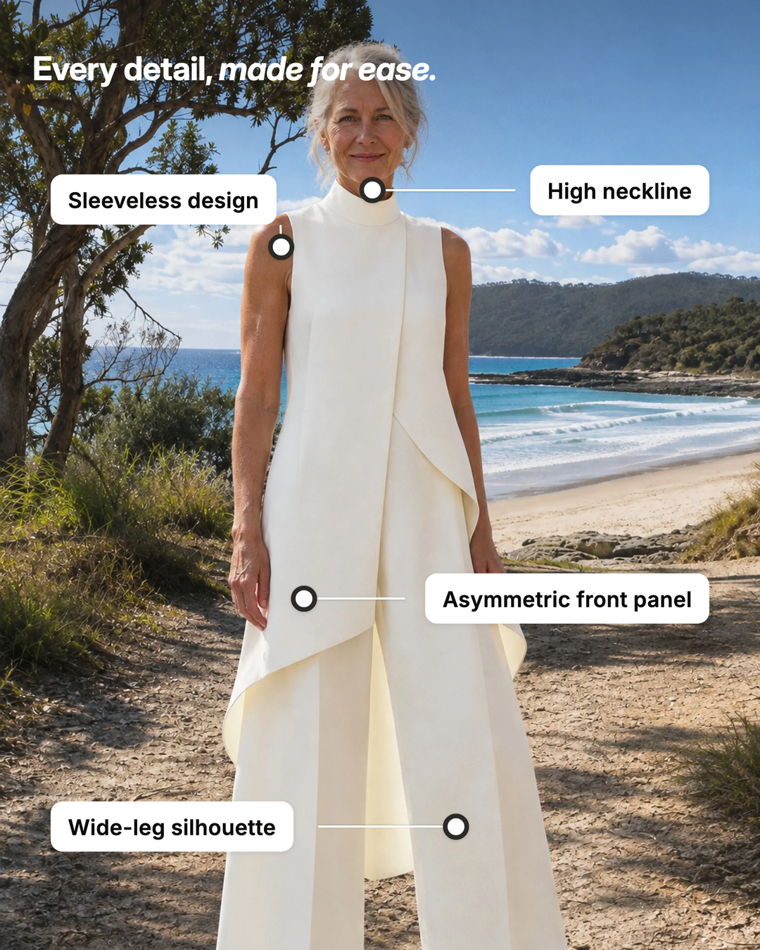 Sylvie | Asymmetric Layered Wide-Leg Jumpsuit details