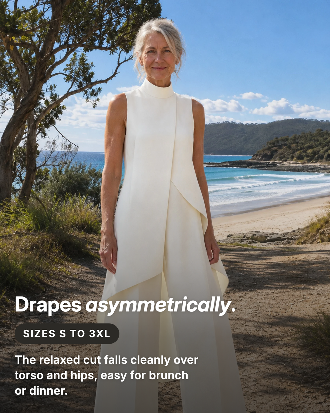 Sylvie | Asymmetric Layered Wide-Leg Jumpsuit fit and sizes