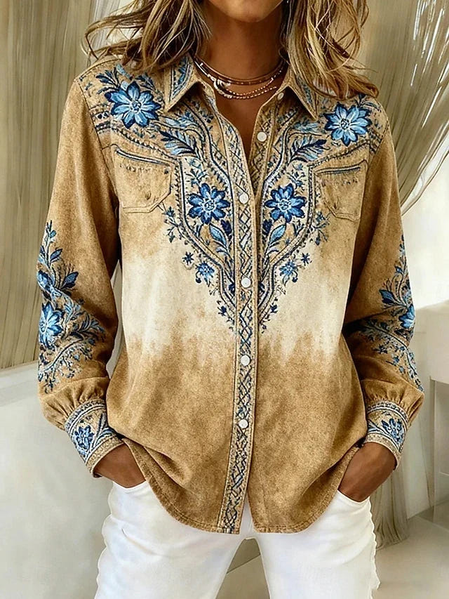 Agatha | Vintage Western Floral Button Blouse