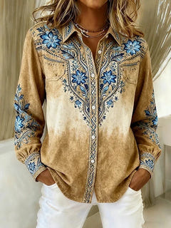 Agatha | Vintage Western Floral Button Blouse