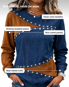 Uta | Colour-Block Studded Jumper details