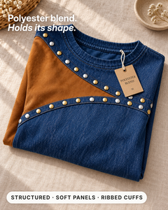 Uta | Colour-Block Studded Jumper fabric close-up