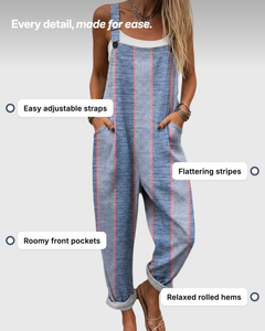 Vaila | Striped Relaxed Overalls details