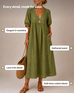Van | Effortless Linen Midi Dress details
