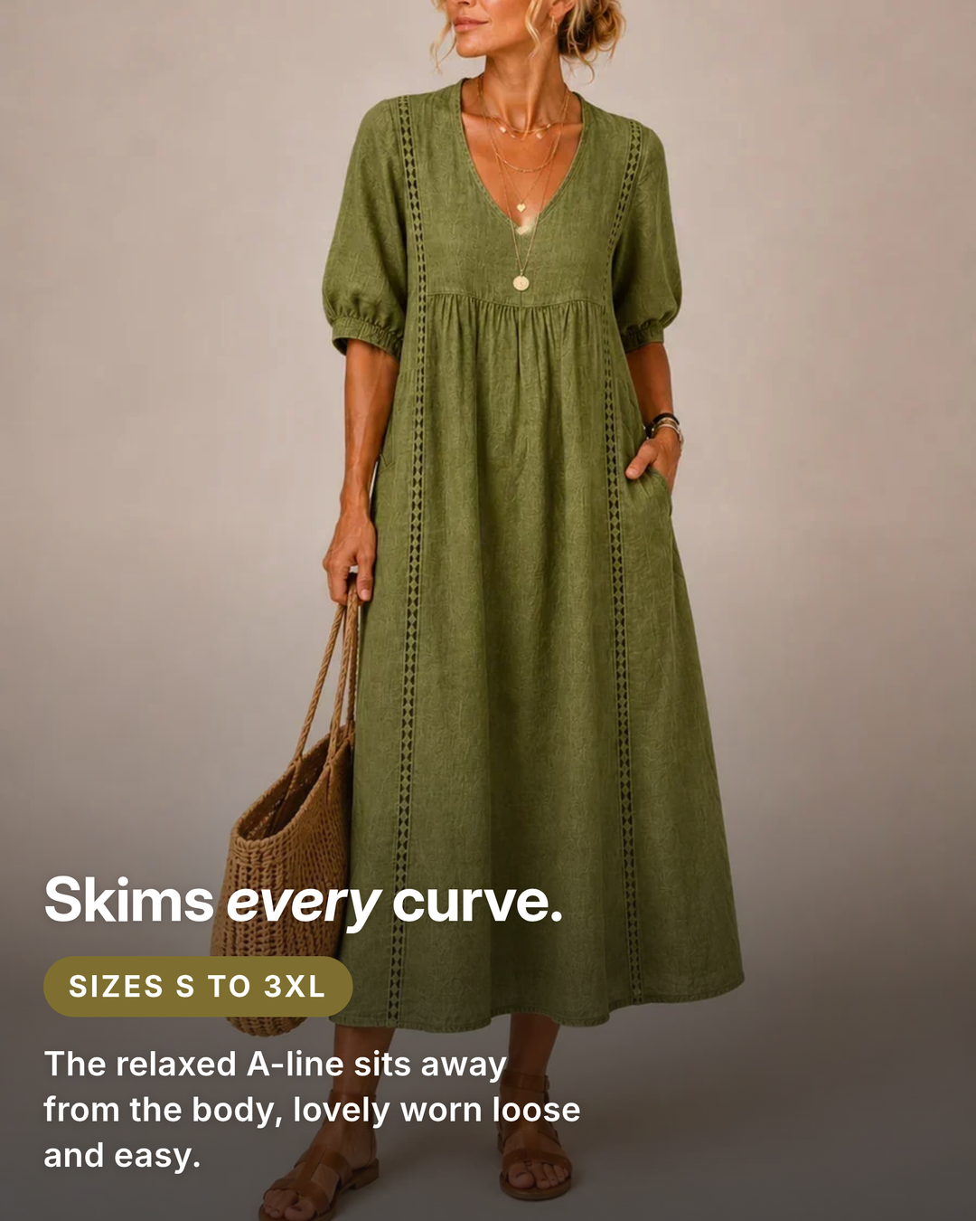 Van | Effortless Linen Midi Dress fit and sizes