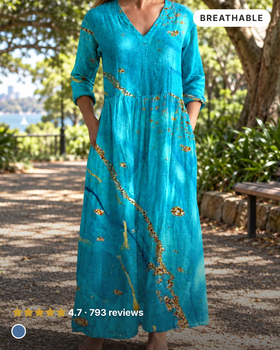 Vesna | Floral Summer Midi Dress in blue