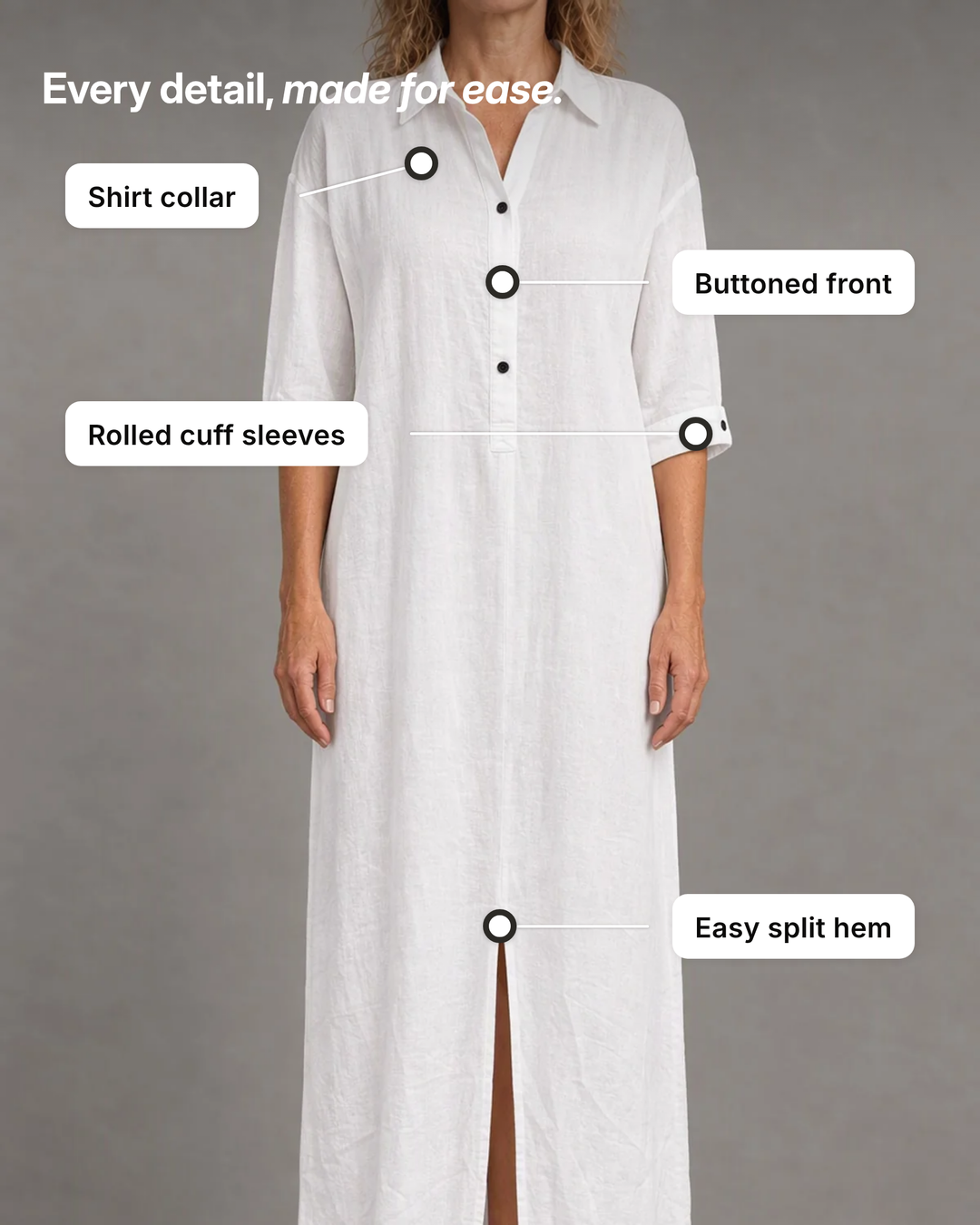 Wynonna | Linen-Look Maxi Shirt Dress details